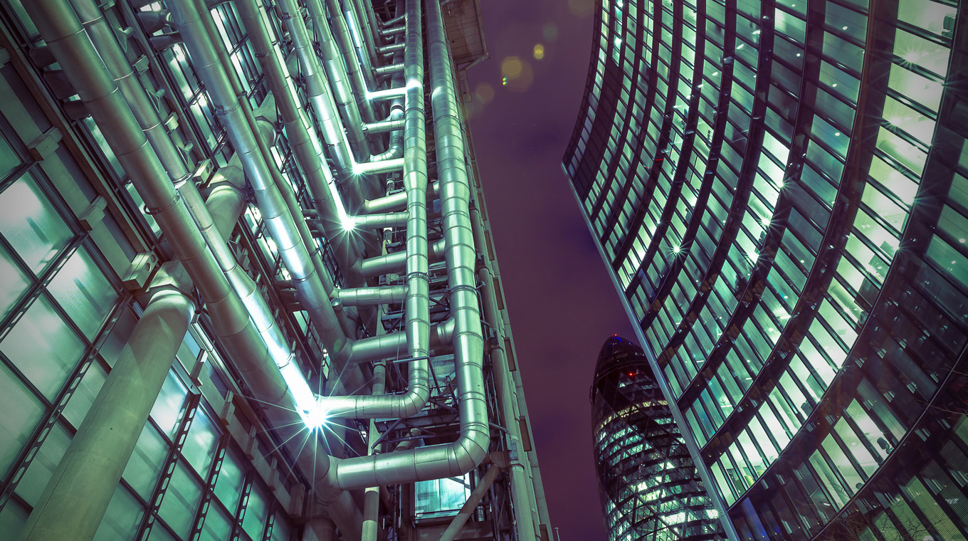 A slow shutterspeed London cityscape image by night